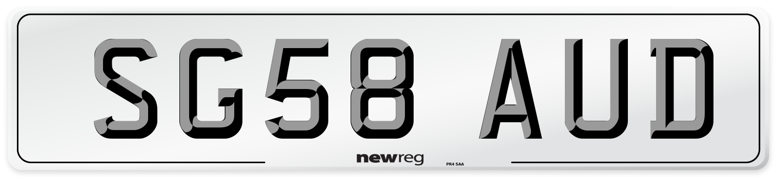 SG58 AUD Number Plate from New Reg